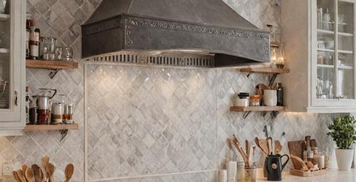 Traditional kitchen with custom hood