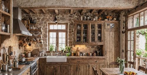 Rustic kitchen with exposed beams